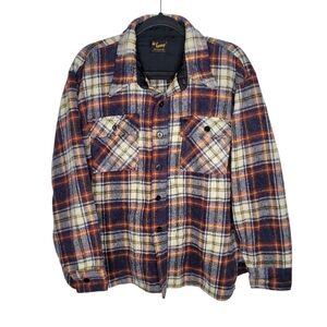 Vintage 70s Envoy Flannel Plaid Jacket in Blue Orange Outdoorwear Size XL